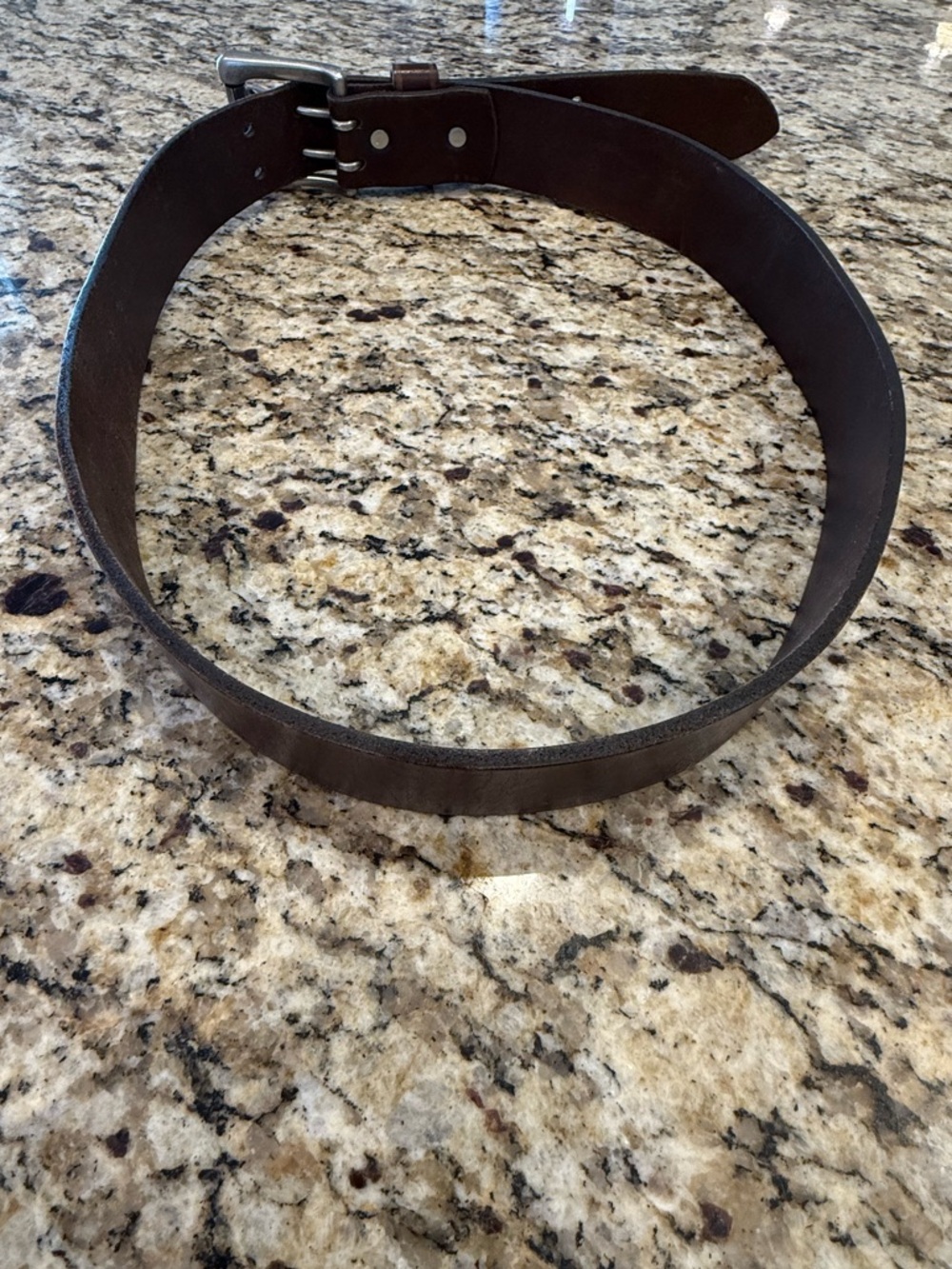 Old Navy brown genuine leather belt silver buckle SZ M - Picture 3 of 11